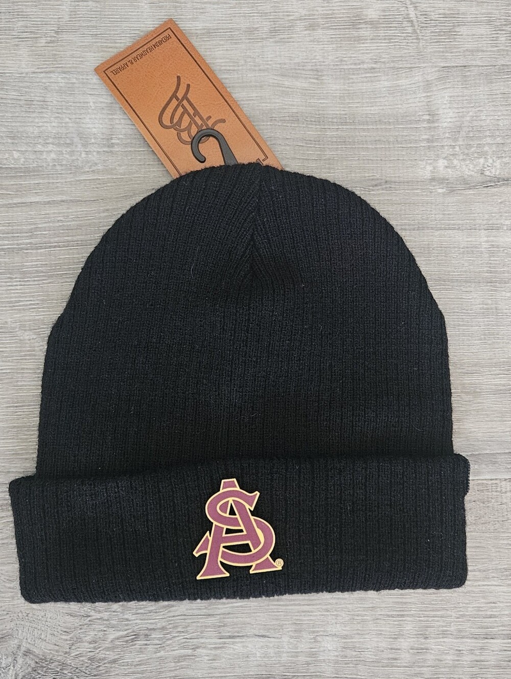 NWT ASU Logo Arizona State University Black Beanie Branded Bills Sun Devils OS
